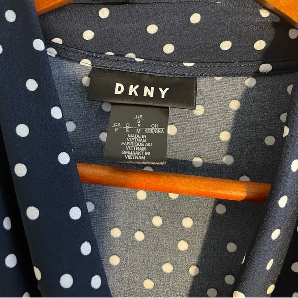DKNY Black/White Polka Dots Faux Wrap - Picture 3 of 5